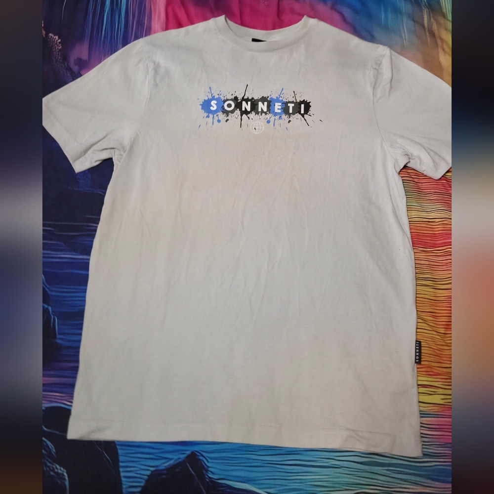 Sonneti White And Blue Tee Men's Small